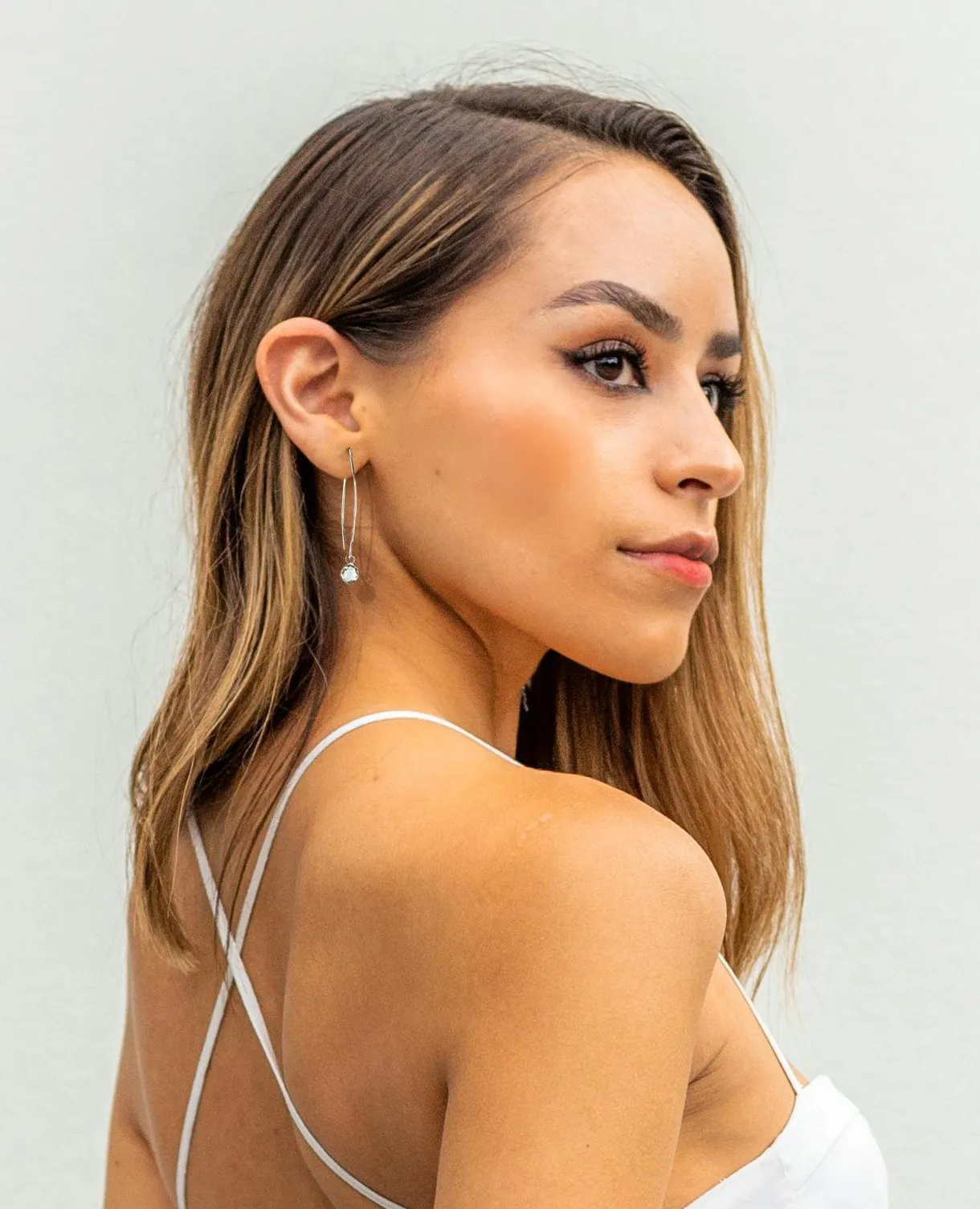 Dainty Clear Quartz Earrings: Chic Silver Fishhook Earrings