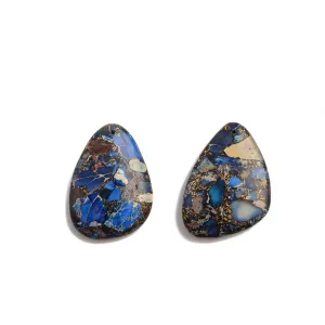 Dark Blue Sea Sediment Jasper Pendant Teardrop or Irregular Shape Approx 30x40mm
