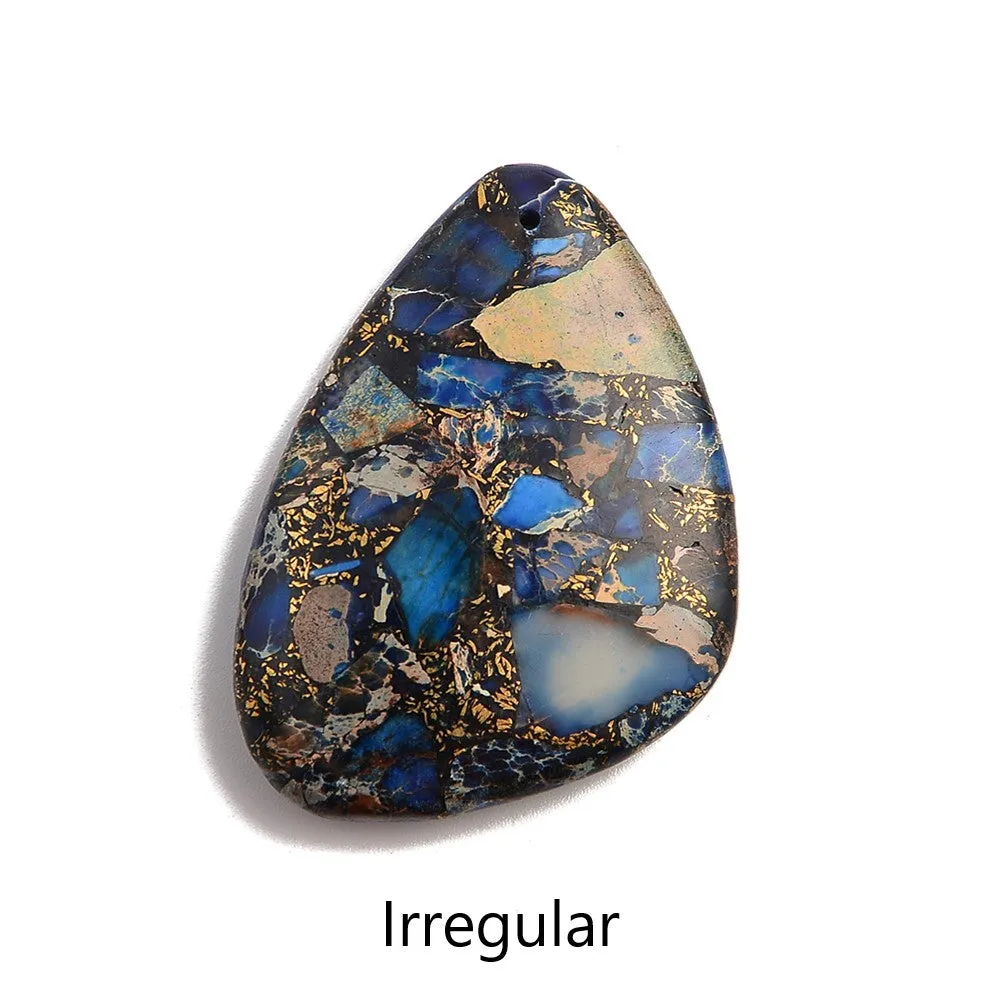 Dark Blue Sea Sediment Jasper Pendant Teardrop or Irregular Shape Approx 30x40mm
