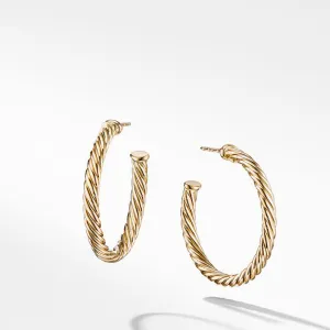 David Yurman Cablespira Hoop Earrings in 18K Yellow Gold, 1"
