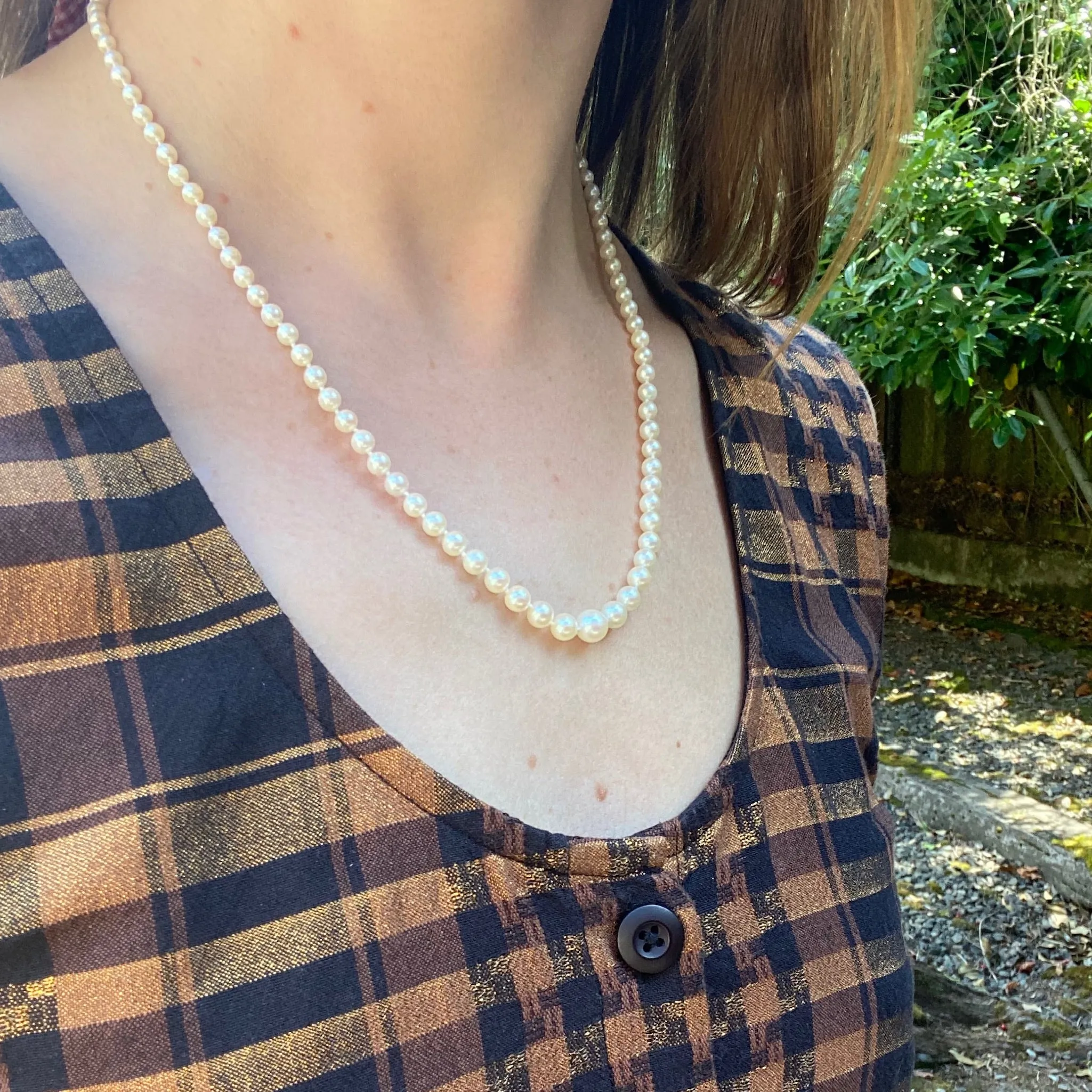 Delightful Diamond Barrel Clasp on Lovely Pearls