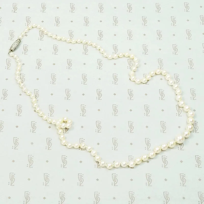 Delightful Diamond Barrel Clasp on Lovely Pearls