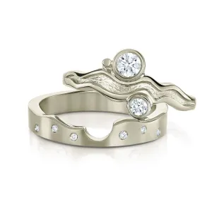Diamond River Ripples Dress Ring Set in 18ct White Gold