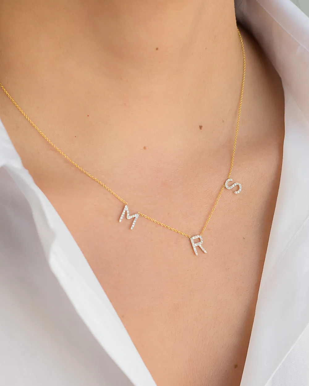 Diamond Spaced Initial Necklace