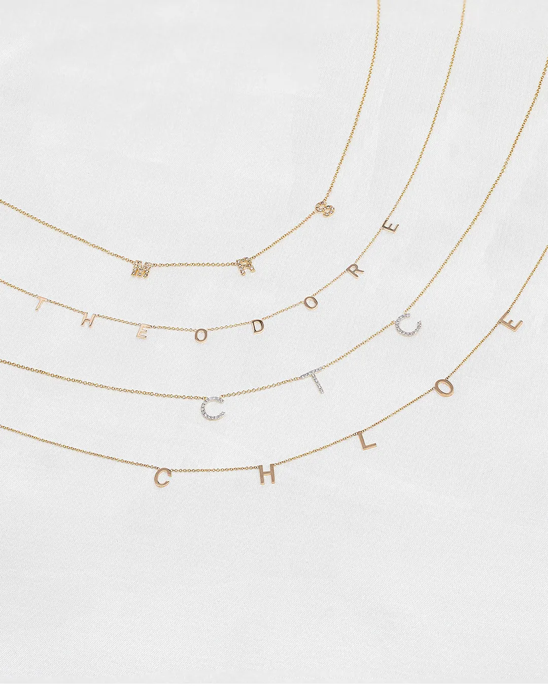 Diamond Spaced Initial Necklace