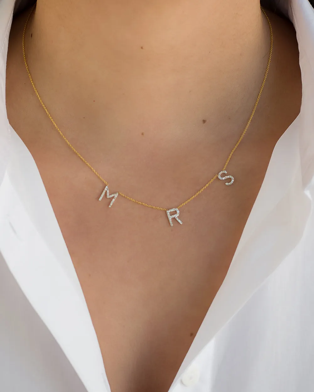 Diamond Spaced Initial Necklace