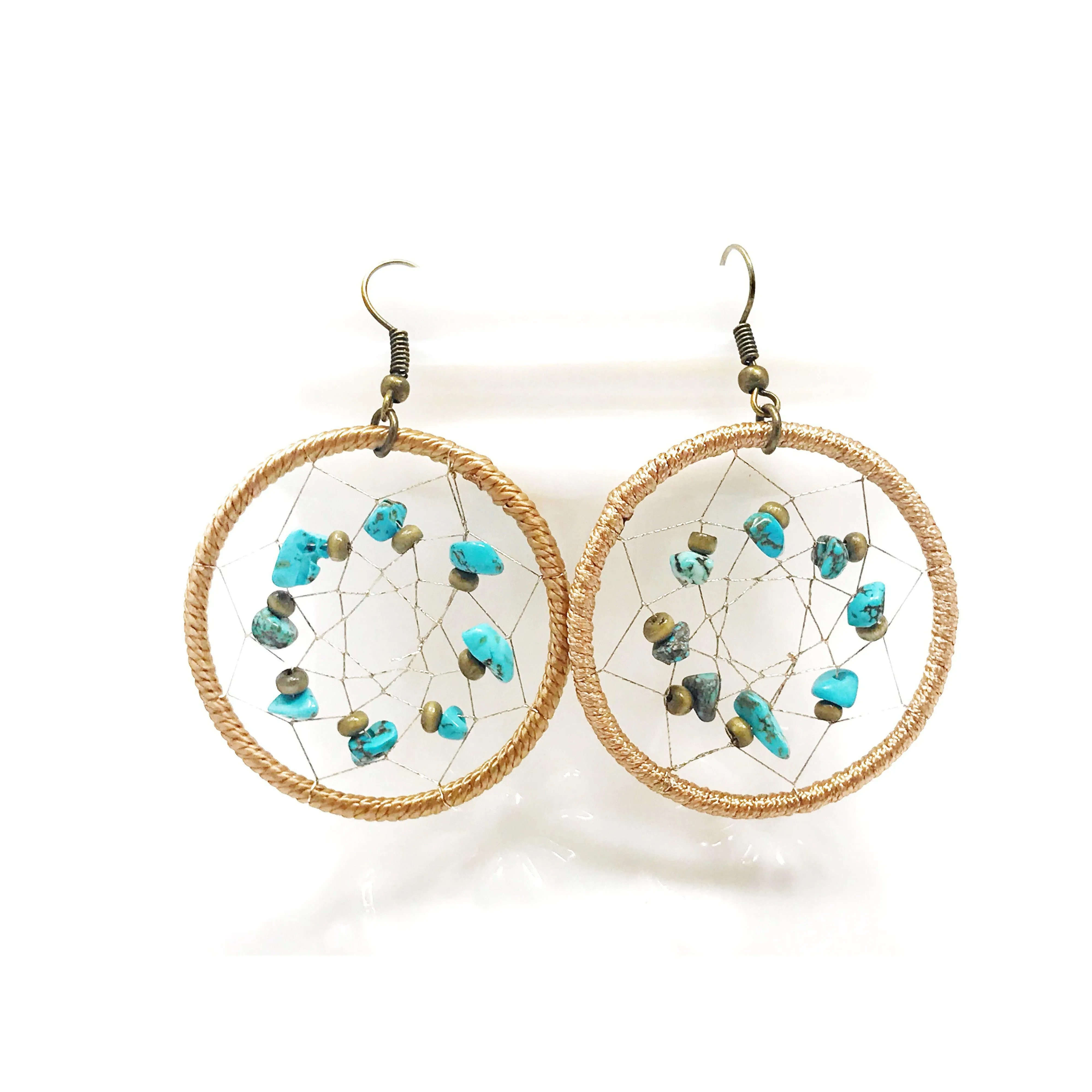 Dream Catcher Turquoise Dangle Earrings: Southwestern-Inspired Accents for Boho Beauty