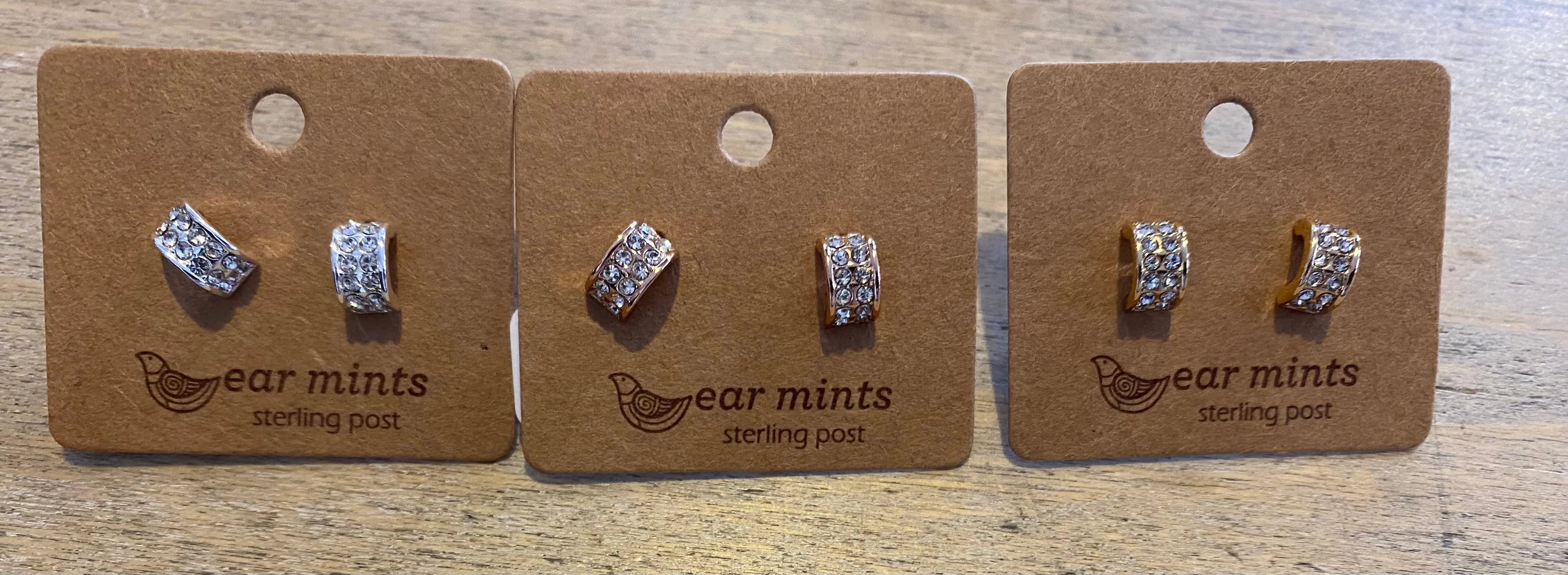 Ear Mints Half Hoop Crystal Post Earrings 2410