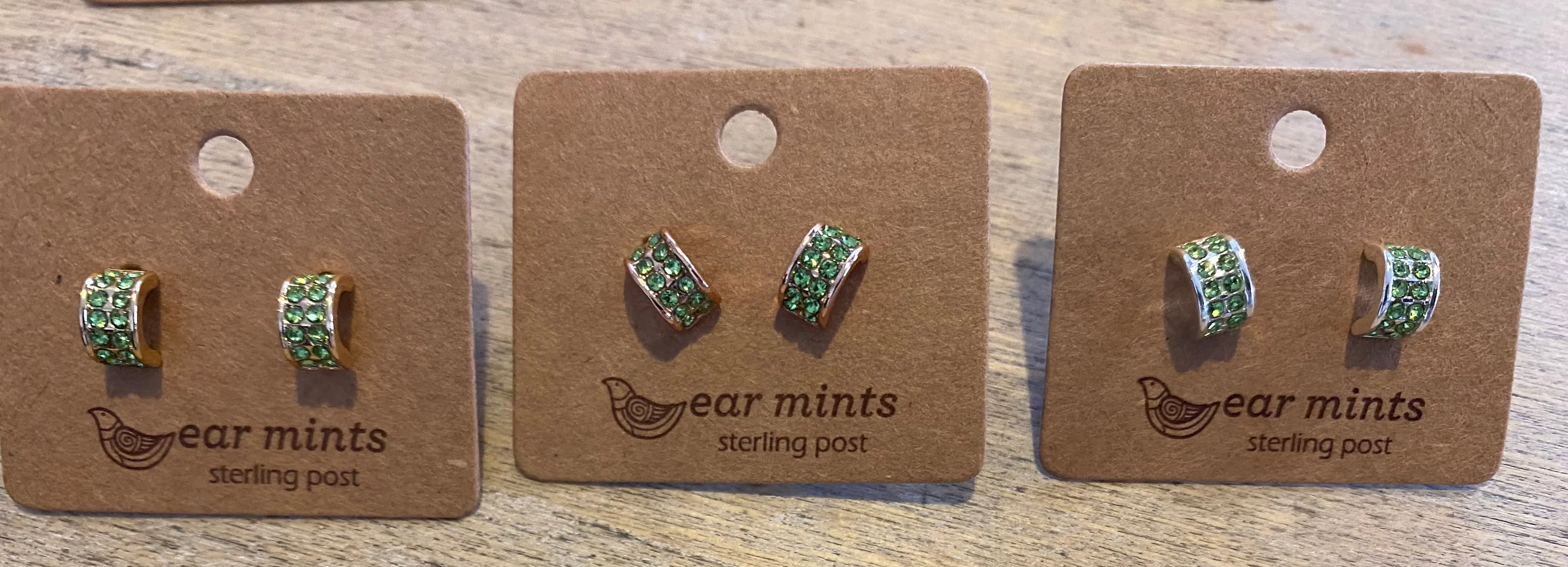 Ear Mints Half Hoop Crystal Post Earrings 2410