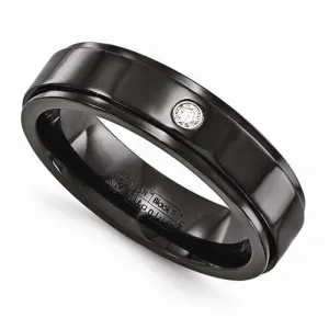 Edward Mirell Black Ti .03ct Diamond w/ Sterling Silver Bezel - 6mm