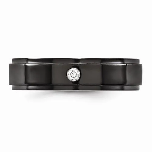 Edward Mirell Black Ti .03ct Diamond w/ Sterling Silver Bezel - 6mm