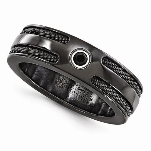 Edward Mirell BlackTi Cable Black Spinel w/ Sterling Silver Bezel - 7mm
