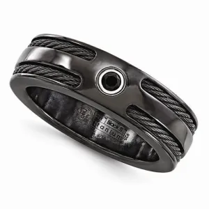 Edward Mirell BlackTi Cable Black Spinel w/ Sterling Silver Bezel - 7mm