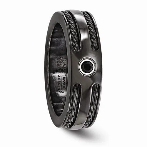 Edward Mirell BlackTi Cable Black Spinel w/ Sterling Silver Bezel - 7mm