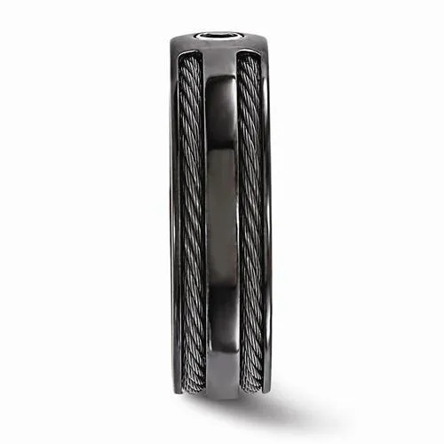 Edward Mirell BlackTi Cable Black Spinel w/ Sterling Silver Bezel - 7mm