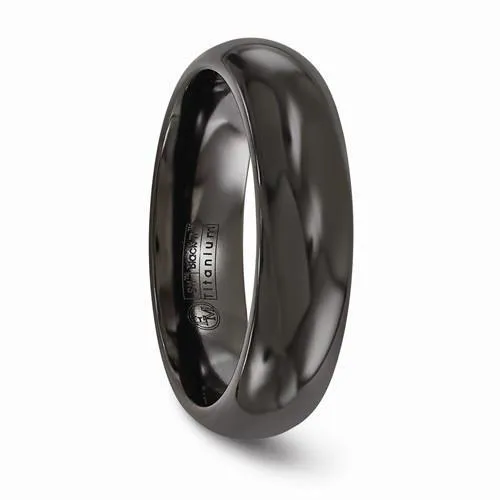 Edward Mirell Titanium Black Ti Polished Ring - 6mm