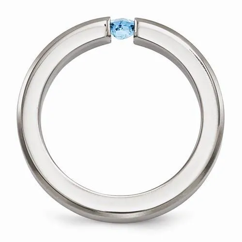Edward Mirell Titanium Satin Finish w/ Blue Topaz - 4mm