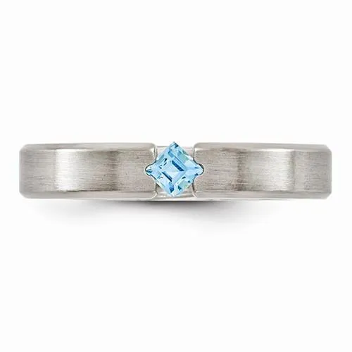 Edward Mirell Titanium Satin Finish w/ Blue Topaz - 4mm