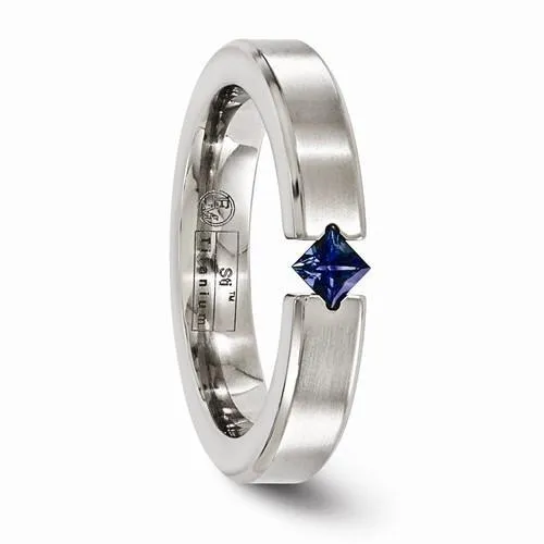 Edward Mirell Titanium Satin Finish w/ Sapphire - 4mm
