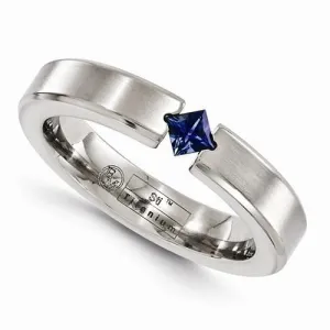 Edward Mirell Titanium Satin Finish w/ Sapphire - 4mm