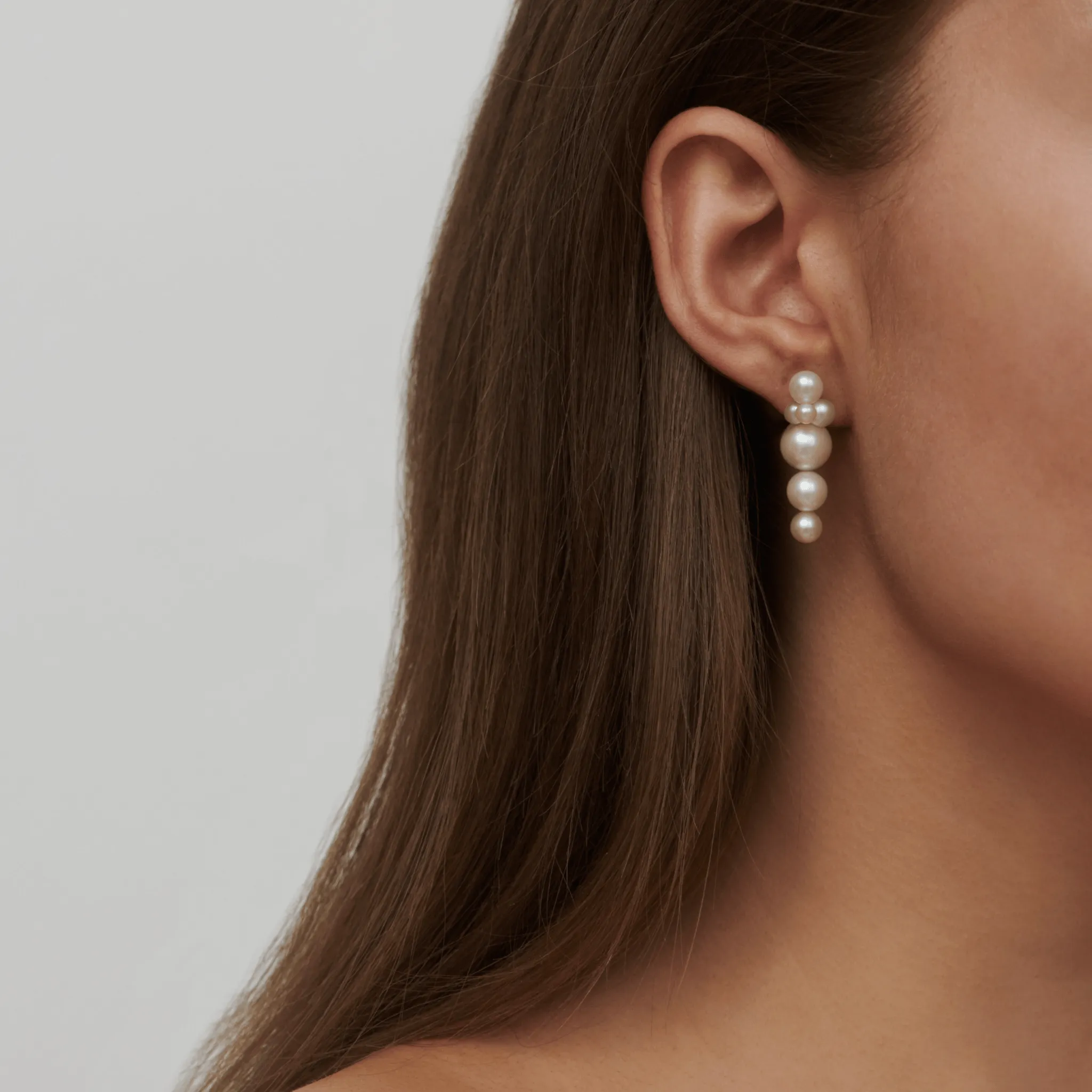 Elin 14K Gold Earring-Pendants w. White Pearls