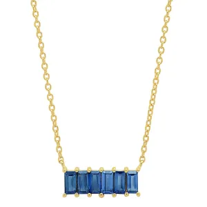 Eriness Blue Sapphire Baguette Staple Necklace