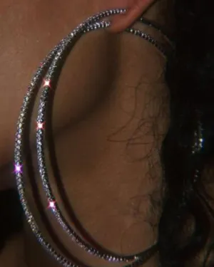 Exaggerated Rhinestone Hoop Earrings
