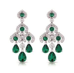 Faberge Colours of Love White Gold Emerald Chandelier Earrings