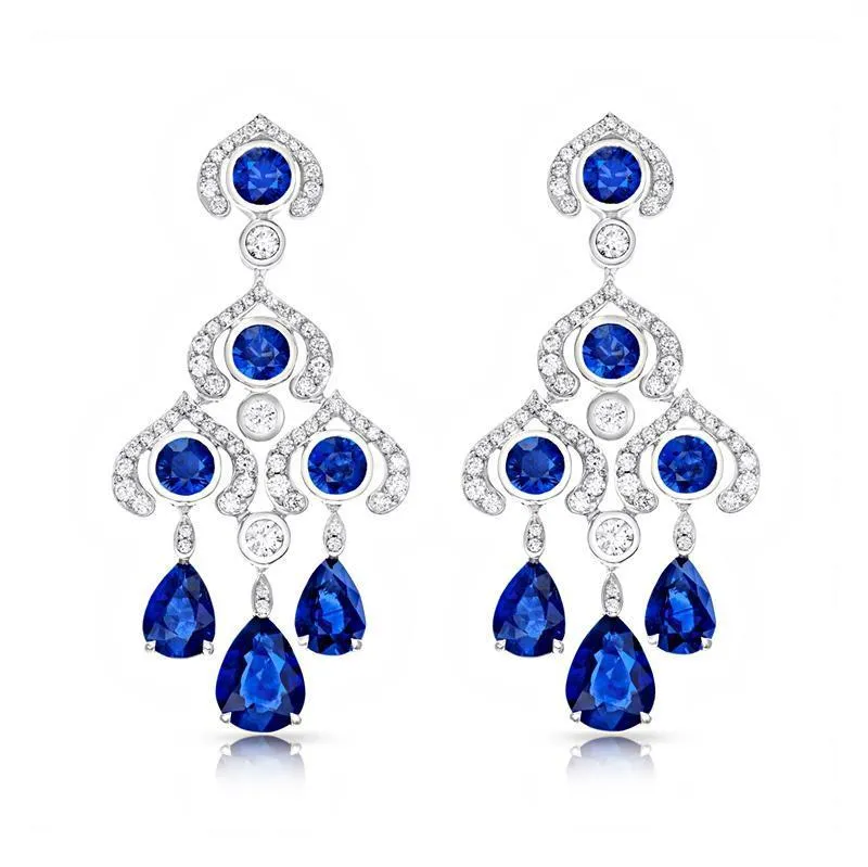 Faberge Colours of Love White Gold Sapphire Chandelier Earrings