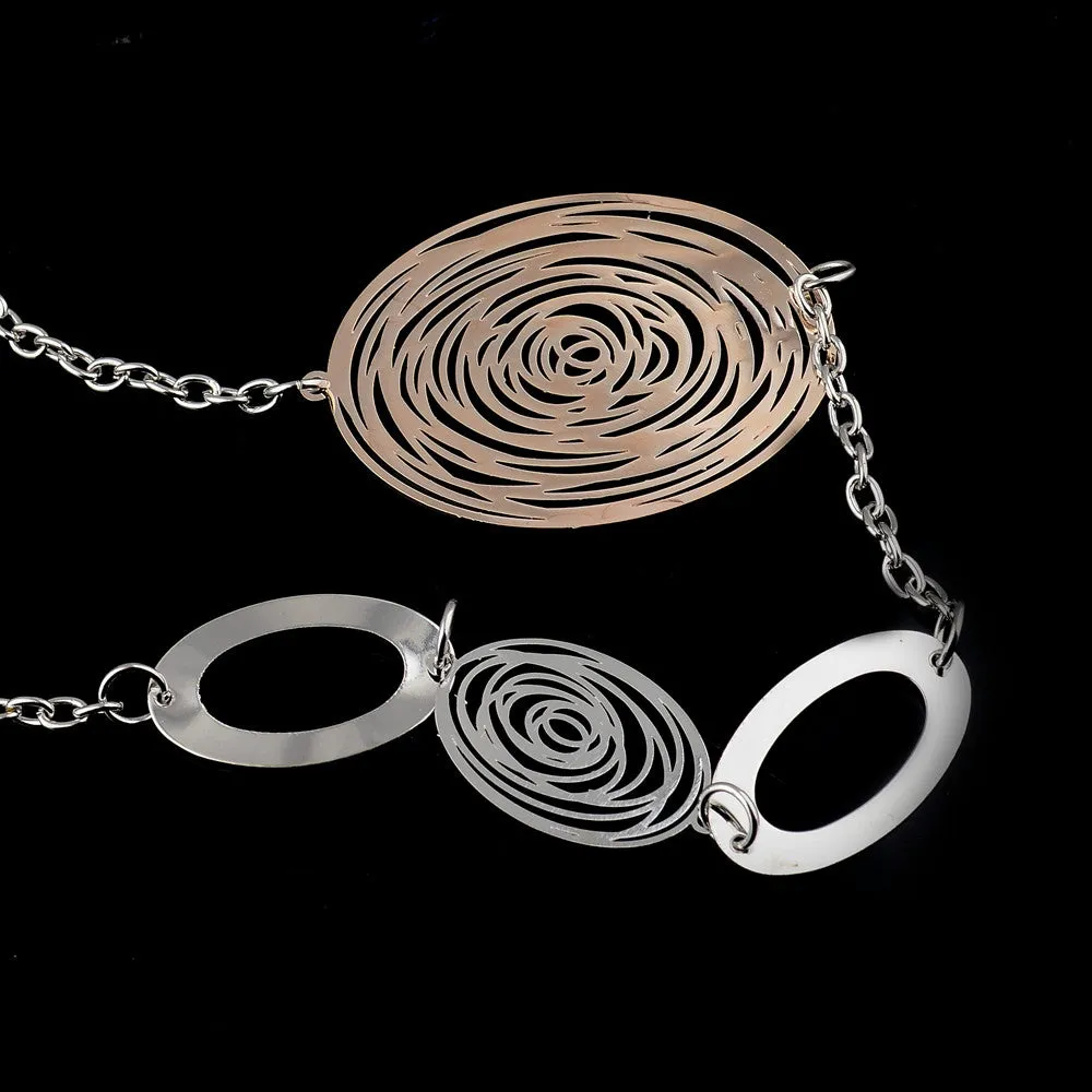 Fashion Statement Necklaces For Women Vintage Oval Hollow Gold Silver Plated Long Necklace Accessories Jewelry