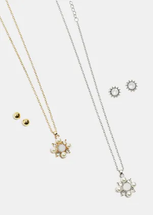 Flower Necklace & Earrings Set
