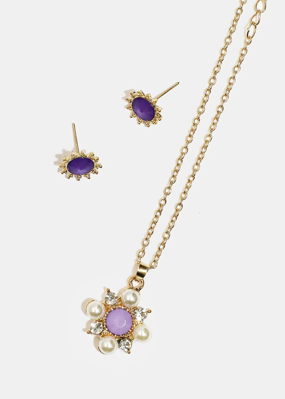 Flower Necklace & Earrings Set
