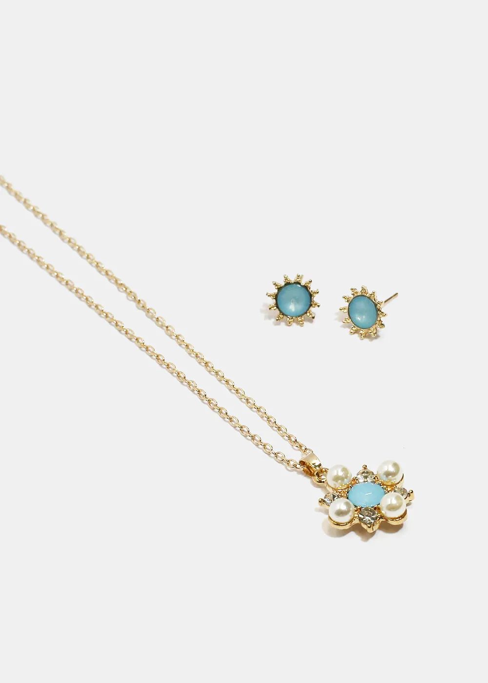 Flower Necklace & Earrings Set