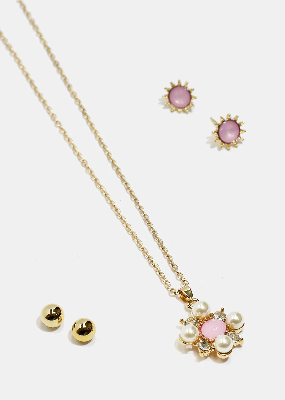 Flower Necklace & Earrings Set