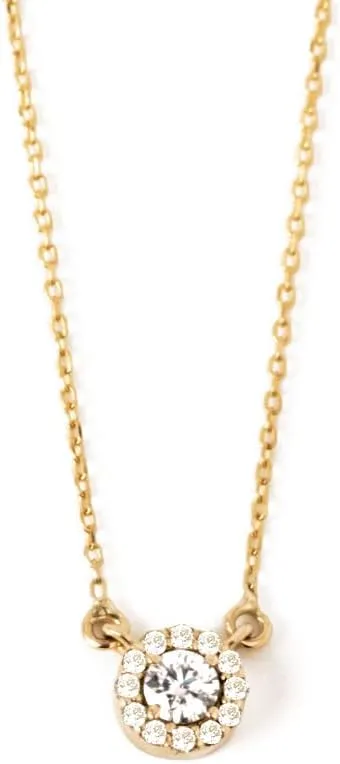 Gelin Diamond and Moissanite Halo Necklace in 14k Solid Gold