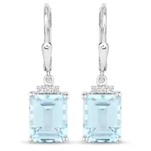 Genuine 8.33 Carat Blue Topaz .925 Sterling Silver Earrings