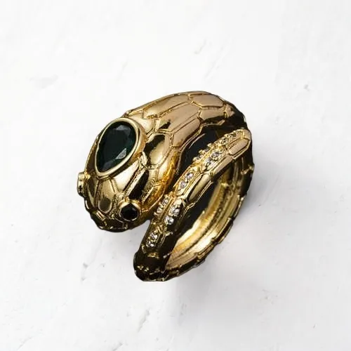 Gilded Serpent: Luxurious Gold-Plated Adjustable Ring