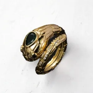 Gilded Serpent: Luxurious Gold-Plated Adjustable Ring