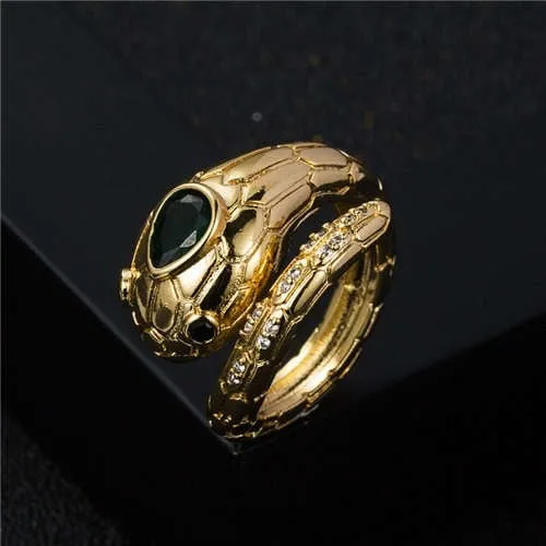Gilded Serpent: Luxurious Gold-Plated Adjustable Ring