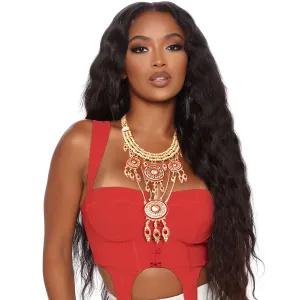 Gold and Red Mandala Necklace Set