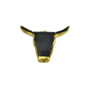 Gold Electrolated Natural Horn Bull/Steer Skull Shaped Focal Pendants - Measuring 65mm x 63mm Approximately-  Sold Individually