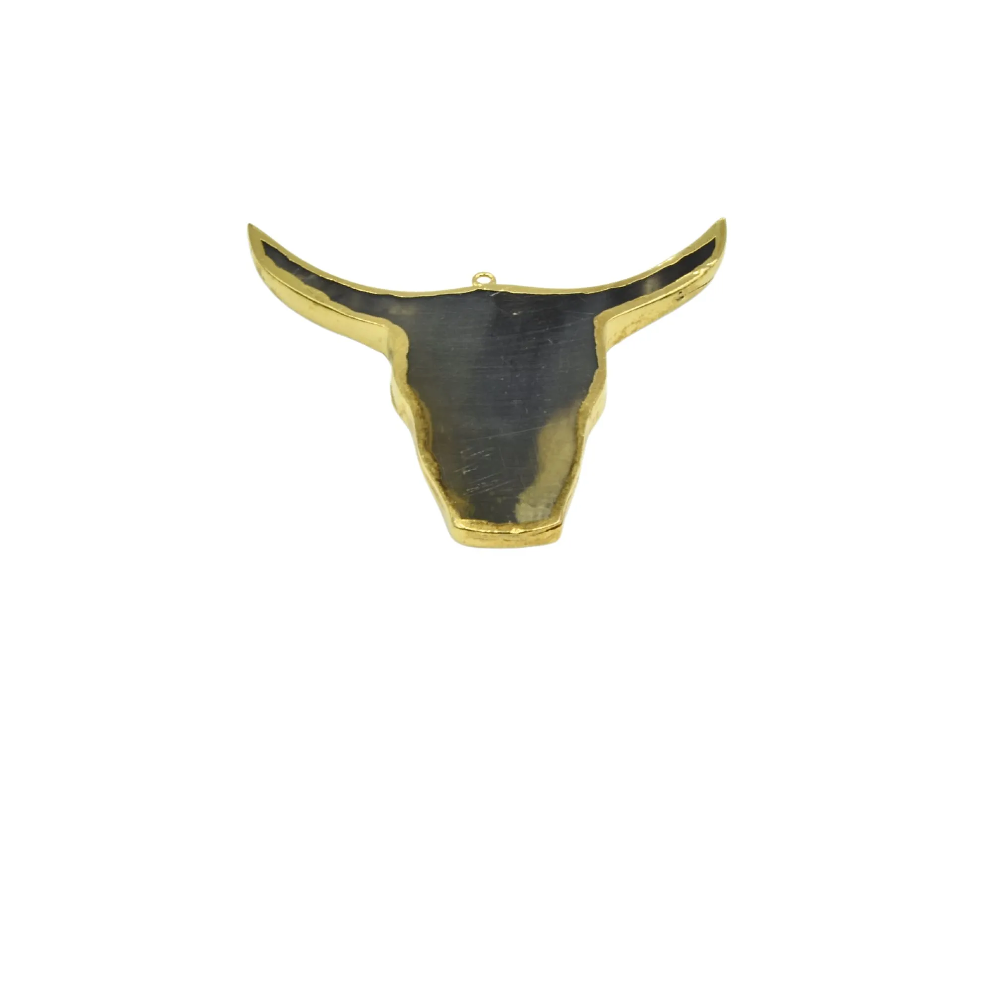 Gold Electrolated Natural Horn Bull/Steer Skull Shaped Focal Pendants - Measuring 65mm x 63mm Approximately-  Sold Individually