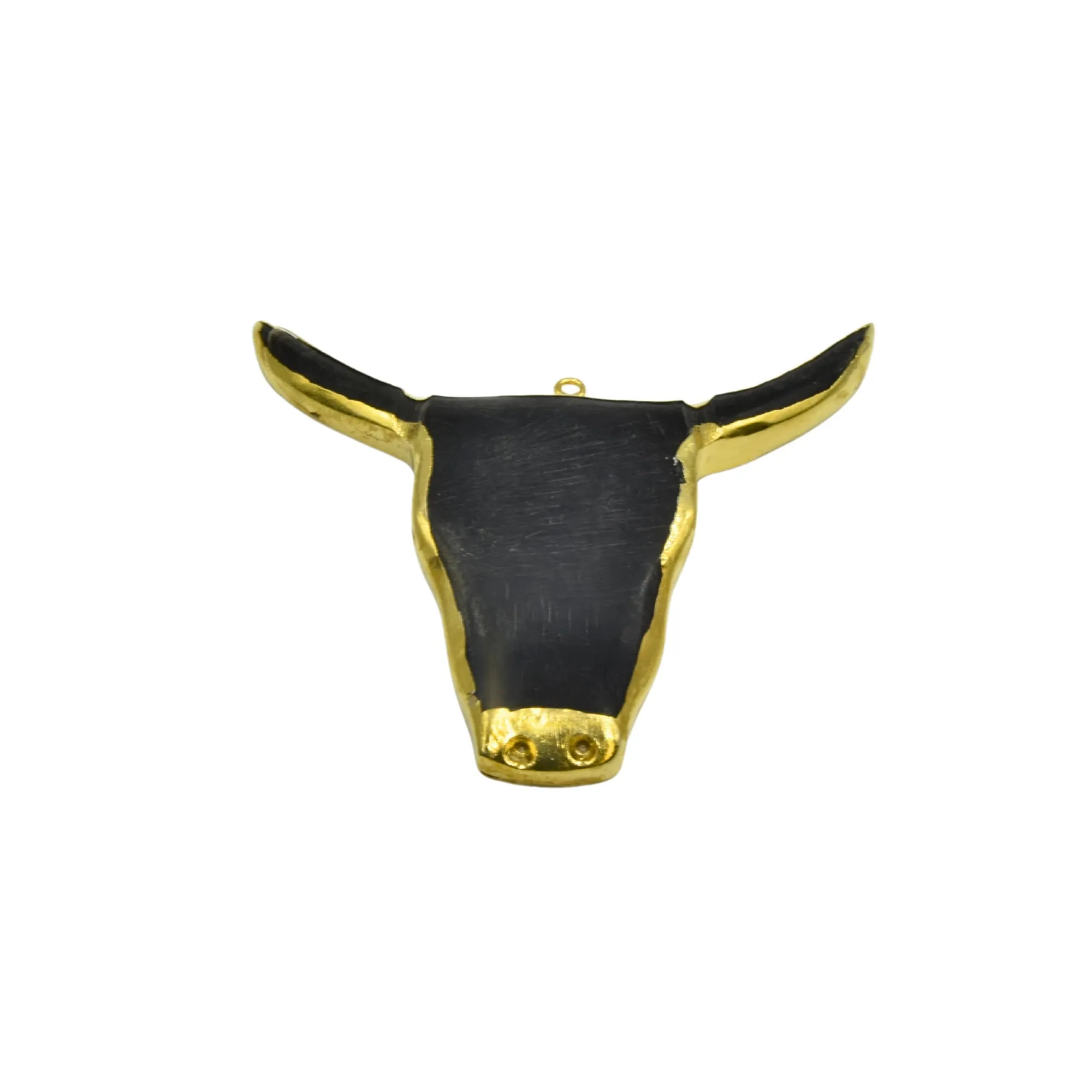 Gold Electrolated Natural Horn Bull/Steer Skull Shaped Focal Pendants - Measuring 65mm x 63mm Approximately-  Sold Individually
