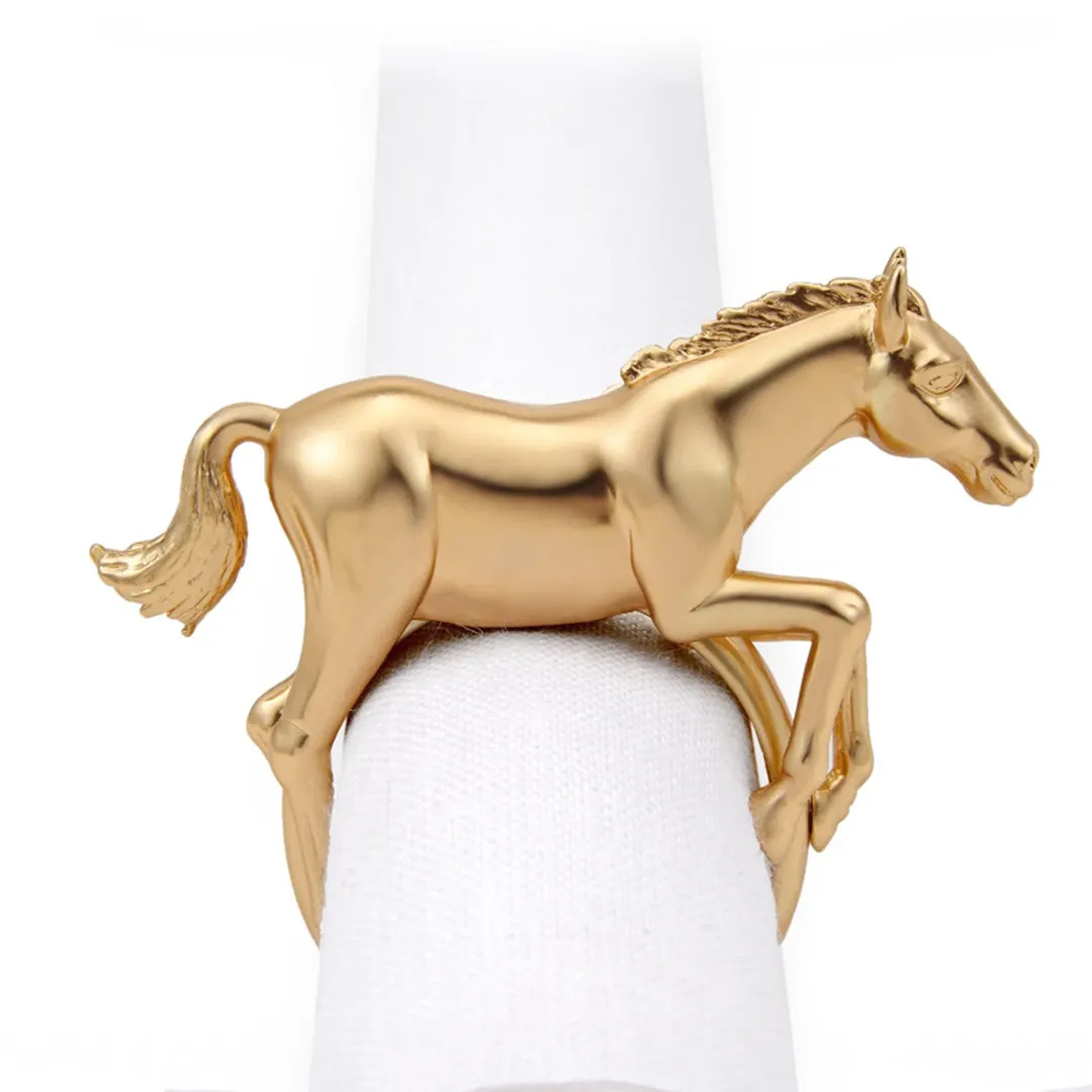 Gold Horse Napkin Rings, Set of 4