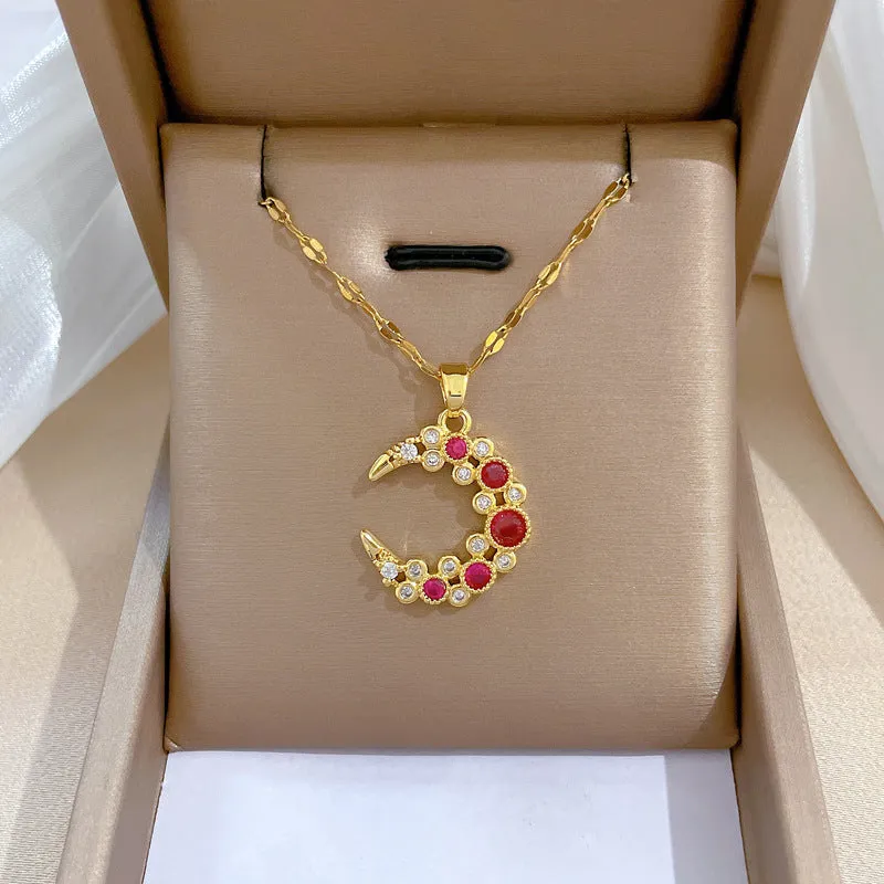Gold Plated Charming Colorful Rhinestone Butterfly Pendant Neckalce For Women