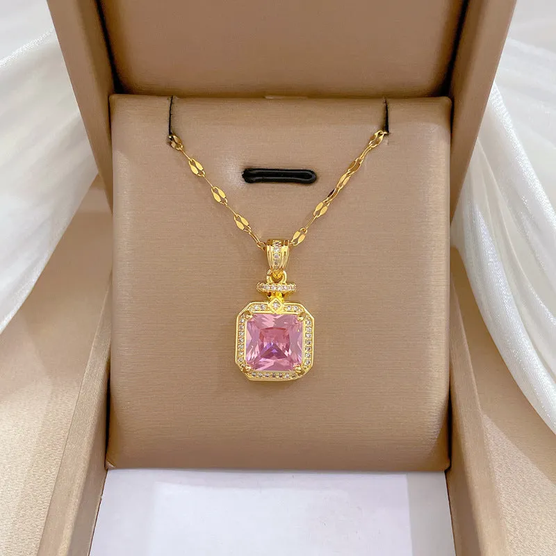 Gold Plated Charming Colorful Rhinestone Butterfly Pendant Neckalce For Women
