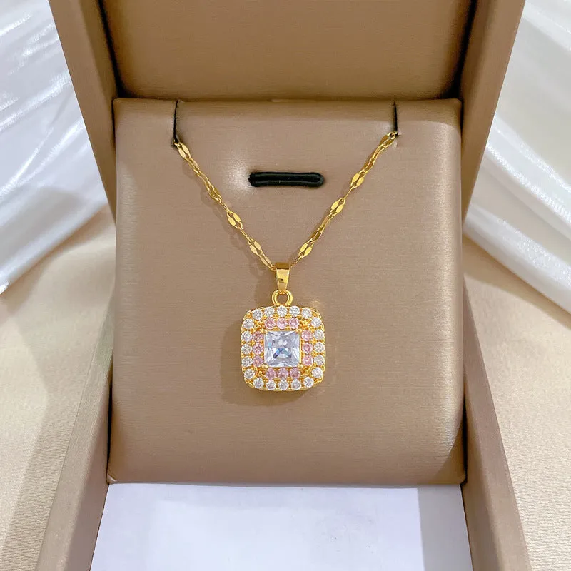 Gold Plated Charming Colorful Rhinestone Butterfly Pendant Neckalce For Women