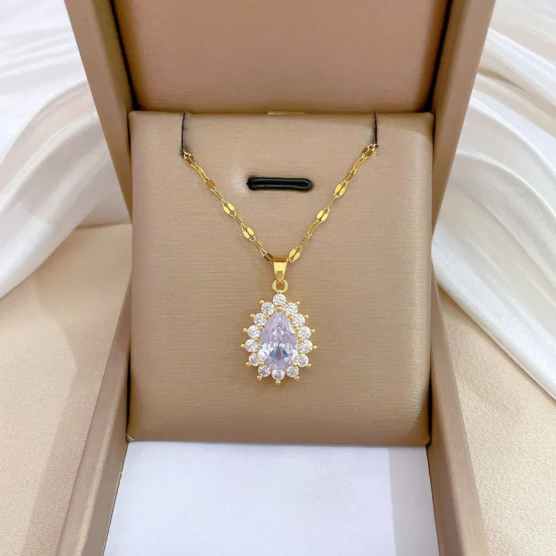 Gold Plated Charming Colorful Rhinestone Butterfly Pendant Neckalce For Women