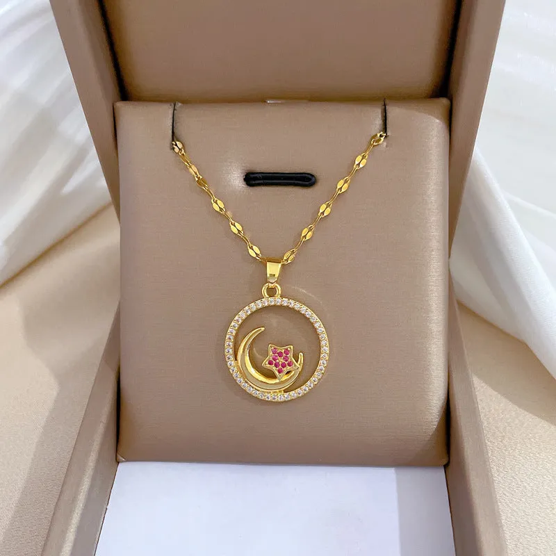 Gold Plated Charming Colorful Rhinestone Butterfly Pendant Neckalce For Women