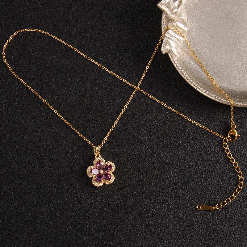 Gold Plated Charming Colorful Rhinestone Butterfly Pendant Neckalce For Women